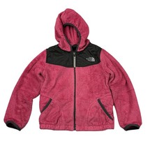 The North Face Girls Pink Oso Hooded Zip Fleece Jacket with Pockets