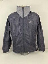 VTG 80s Nike Full Zip Gray Windbreaker Mens Size L Large Blue Tag Hooded L/S EUC