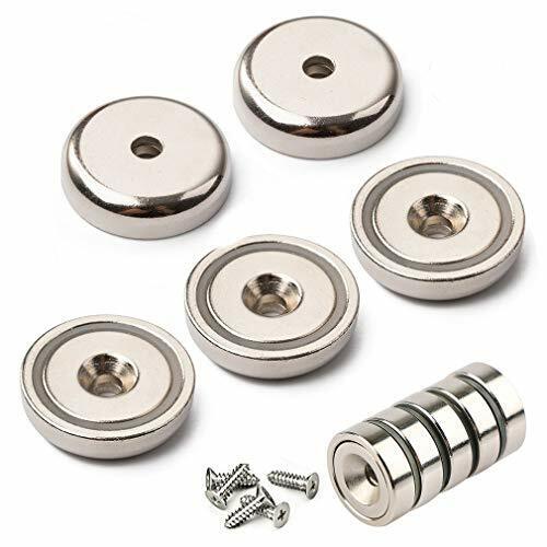 5x Strong 25mm Shallow Countersunk Pot Magnets with SCREWS | Doo