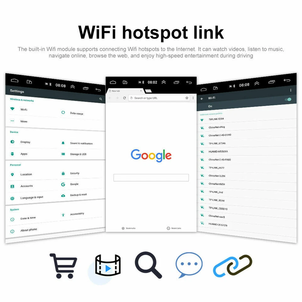 2 DIN Android 11.0 HD Quad-core Car Stereo Radio GPS Navi MP5 Player 2GB+16GB - Image 4 of 4