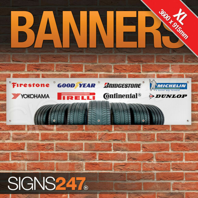 Tyres Garage Workshop Banner EXTRA LARGE PVC Sign Display Motorsport