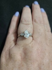 Sterling Silver Cubic Zirconia Pear Ring