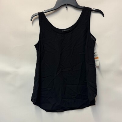 Alfani Women Petite PS Deep Black Sheer Sleeveless Blouse Tank Top NWT BU70
