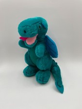 Dakin 1983 DUNCAN DRAGON 10  Teal Plush Yellow Eyed Stuffed Animal Dinosaur