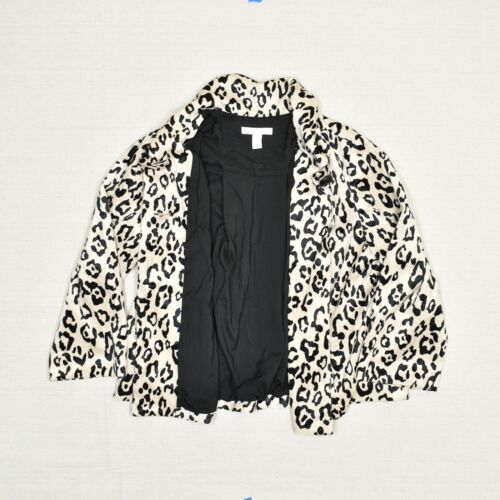 Chico's Women Button Blazer Long Sleeve Cheetah Polyester Multicolor Size 2 - Picture 2 of 8