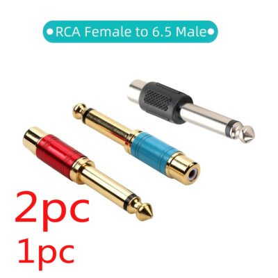 Mono 6.35mm Male to RCA Female Connector Computer 6.5 Jack Audio Adapter Plugs
