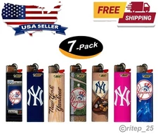 (7 Lighters) BIC New York Yankees Cigarette Lighters MLB Officially Licensed
