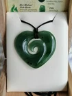 New zealand designed Nephrite Jade Heart shape pendant necklace 33mm L