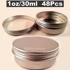 48 Pcs 1oz Screw Round Top Aluminum Metal Tin Storage Jar Container with Lid