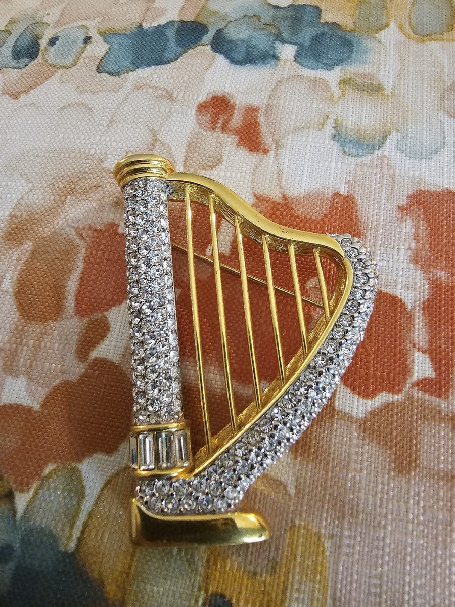 Rare Retired Swarovski Crystal Harp Brooch | eBay