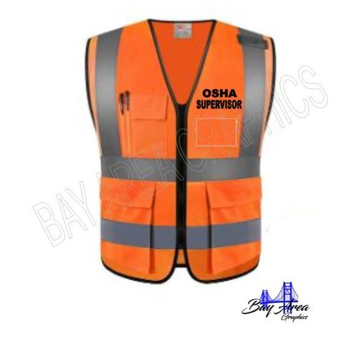 Gilet di sicurezza ad alta visibilità supervisore OSHA design nero a righe 2" con tasche* - Foto 3 di 10