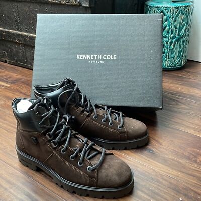NEW KENNETH COLE Rhode Hiker Suede and Leather Lace up Men s Hiking Boots Sz 7.5