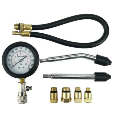 Professional Engine Compression Tester Kit - Accurate Pressure Gauge For Petrol & Gas Car Engines With Multiple Adapters