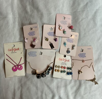 Girls Cat & Jack Earrings, More Than Magic Mix & Match Charms Kids Jewelry Lot