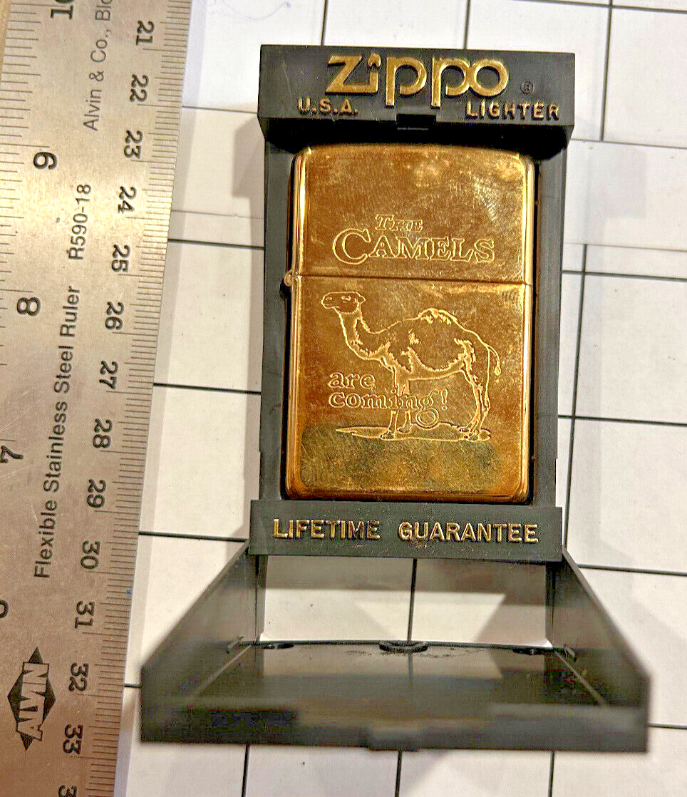 1996 Camel the Camels Are Coming Zippo Lighter 22K Gold Plated MIB