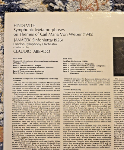 SXL 6398 Abbado Hindermith Metamorphoses, Janacek Sinfonietta - SEALED - Picture 3 of 5