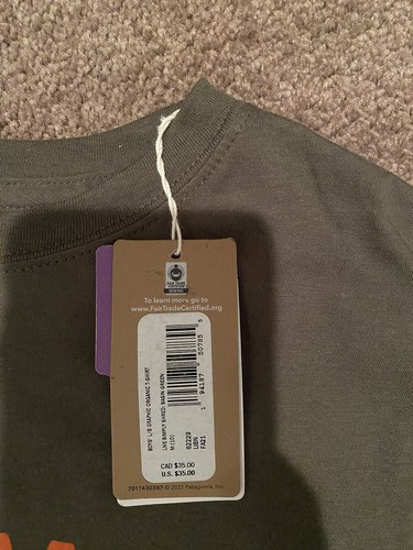 New! Patagonia Long Sleeve Kids 10/ Medium Live Simply Organic Cotton Tshirt - Picture 3 of 5