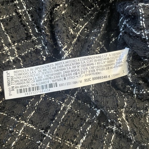 Zara Womens Blazer Black Medium Fitted Academia Plaid Business Textured READ - Picture 7 of 14