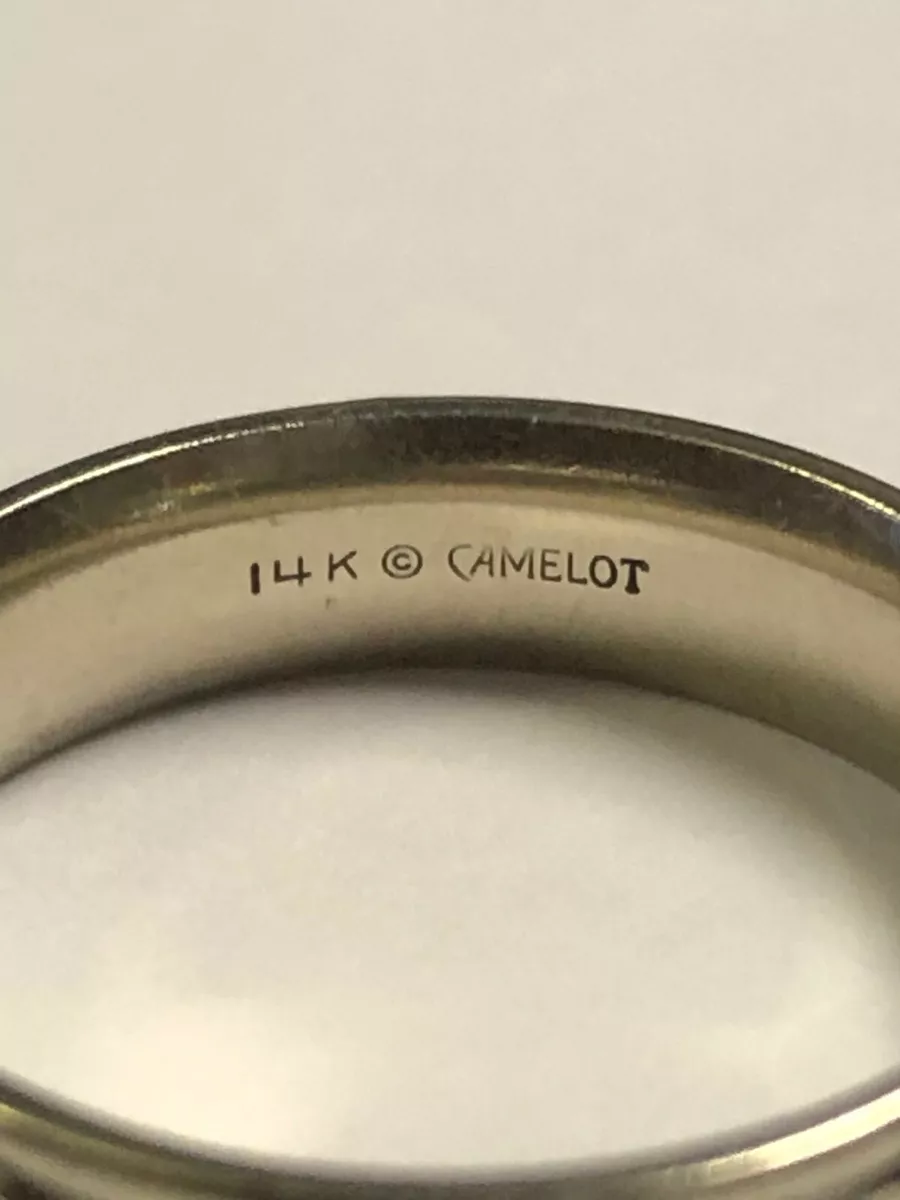 Vintage Estate Camelot 14K White Gold 5mm Celtic Etched Band Ring Size 7.5 4.2g