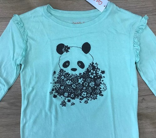 Girls' Long Sleeve Lightweight Knit Ruffle Pullover T-Shirt Sweater Panda M 7/8 - Picture 2 of 3