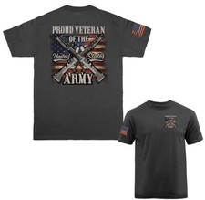 Proud Veteran of The US Army Military Patriotic US Flag Graphic T-shirt