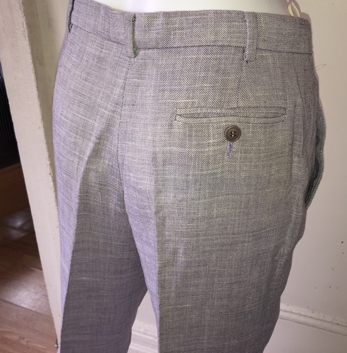 NWT ARMANI COLLEZIONI Sz. 6 pants Unhemmed, Purple/White Linen career Styled Wow - Picture 5 of 9