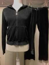 Juicy Couture Zip Up Cropped Hoodie M Low Rise Straight Leg Pants 32 x 32 S