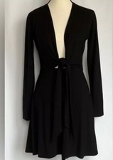 Reformation Shayna Long Sleeve Deep V-Neck Black Mini Dress - Size Small