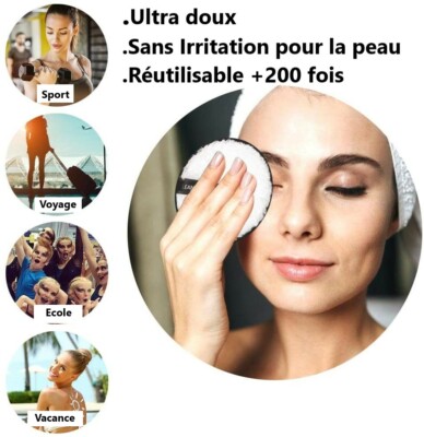 Kit De 4 Disques Démaquillants Lavables Et Réutilisables - Coton Bio, Hypoallergénique