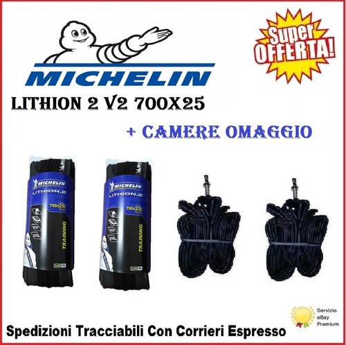 2 Copertoncini Michelin 700x25 Lithion 2 V2 Bici Corsa Strada Nero Gomme 28  | eBay