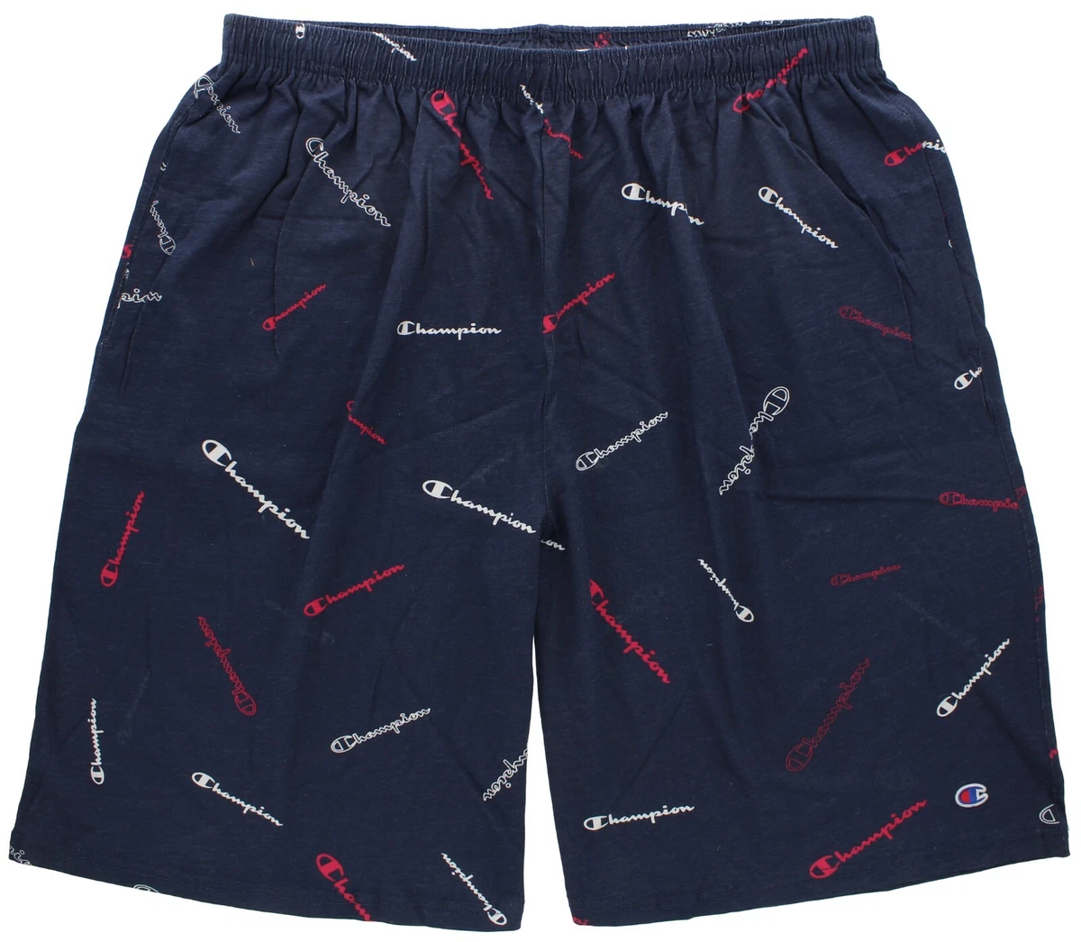 Champion All Over Script Logo Shorts Men s Big Tall 100 Lightweight Cotton