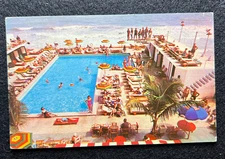 Vintage 1954 Atlantic Towers Hotel & Cabana Club Miami Florida Postcard 2c Stamp