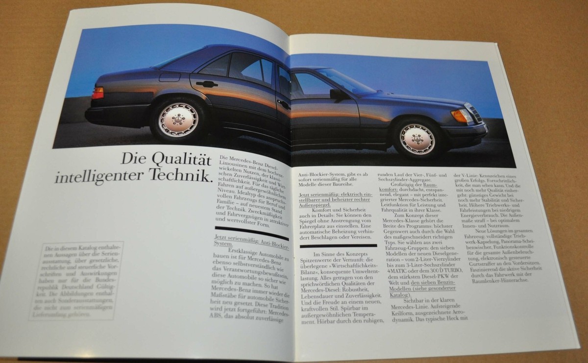Mercedes Benz W124 Limousinen Brochure Prospekt 0888 DE | eBay