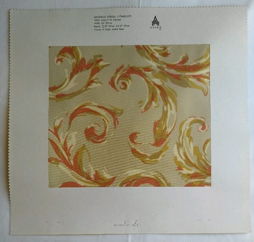 Brunschwig Fils Fabric Sample *Sackville Scroll* 15" X 16" Swirl Brown Rust Tan - Picture 3 of 6