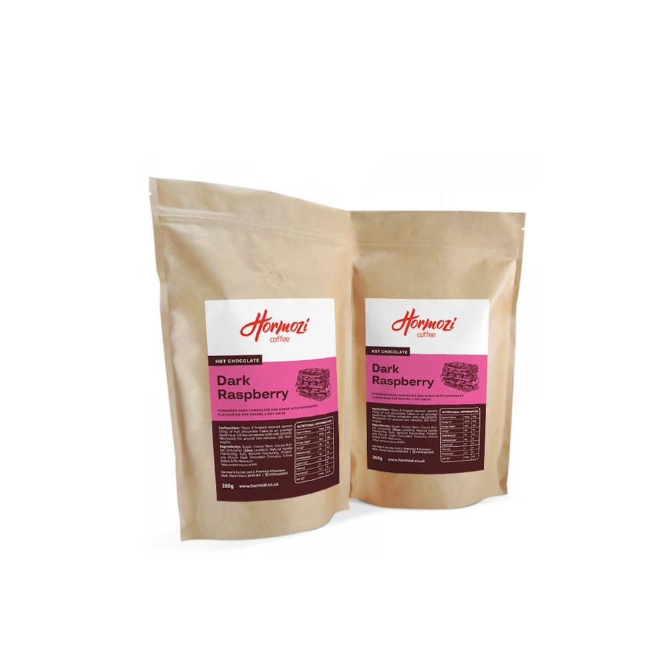 ASSORTED GOURMET HOT CHOCOLATE FLAKES 250g Gourmet VEGAN Hot Chocolate Flakes Made with REAL chocolate Dark Raspberry