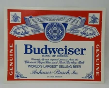 Vintage Budweiser 9" Sticker Large New Old Stock