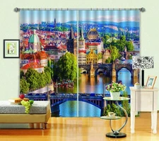 3D City Building House ZHUA2610 Photo Curtain Window Blockout Fabric Amy 2023