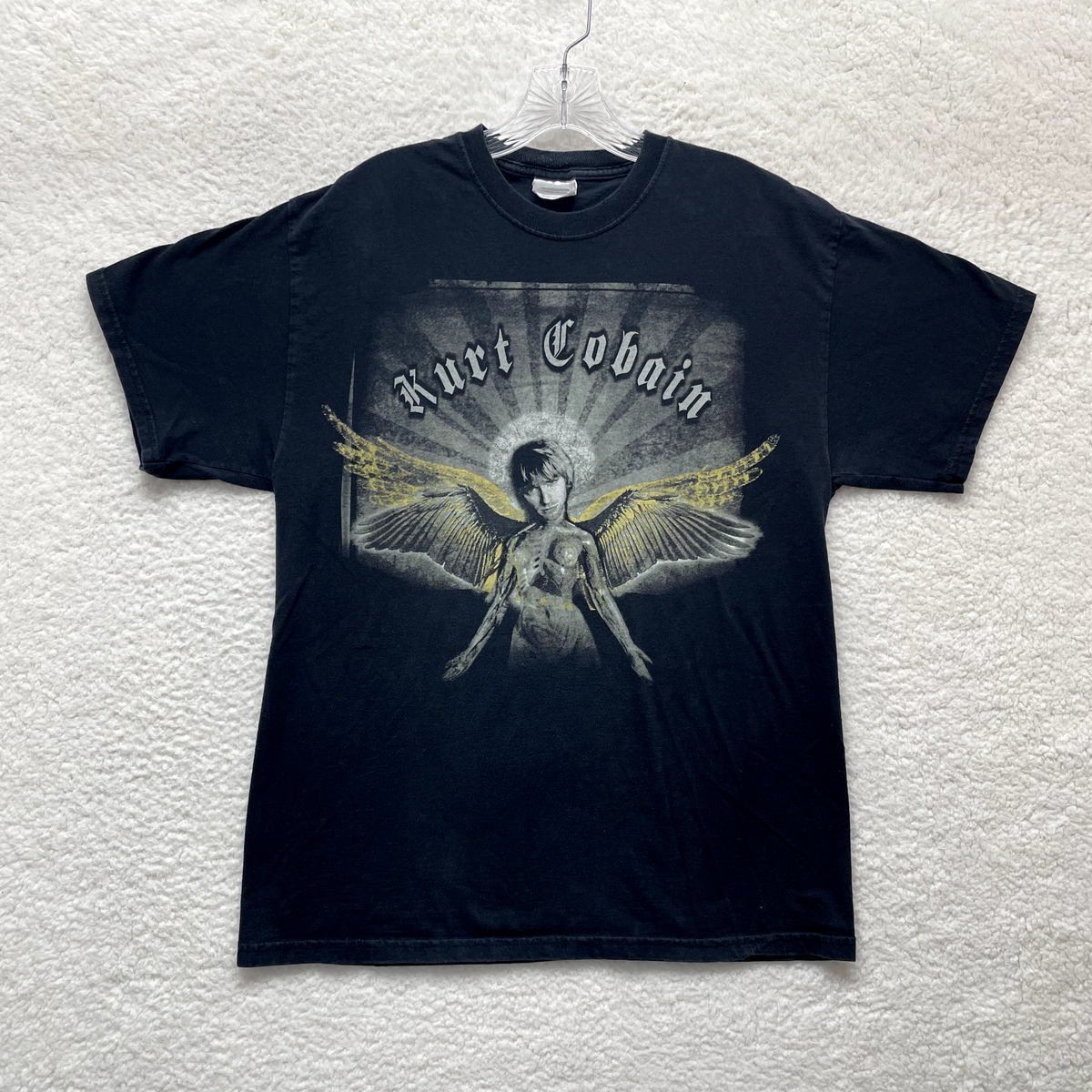 Vintage Kurt Cobain Nirvana T-Shirt L Large Angel Memorial Promo 
