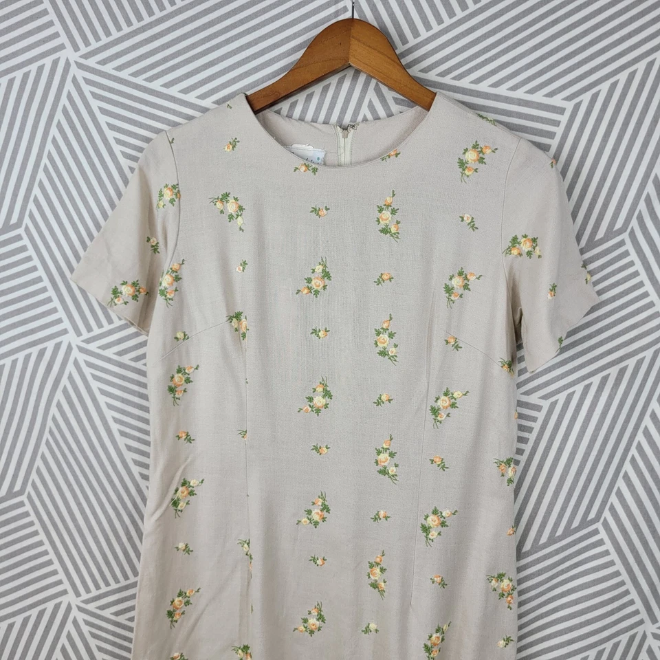 Vestido Vintage Años 60/70 Talla Pequeña Mediana Pinup Ama de Casa Fiesta Floral Bordado  Foto 3 de 4