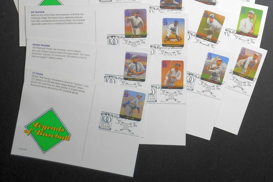 2000 Legends of Baseball 20 Postal Cards 20c Sc UX337-UX356 FDC Fleetwood cachet - Image 2 of 4