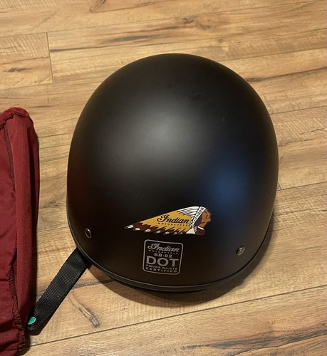 Indian Motorcycle BB-02 DOT Certified Black Adult Safety Helmet XL with Bag - Picture 5 of 12