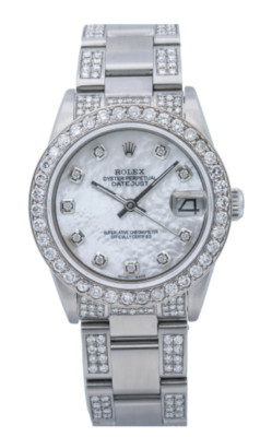 Rolex Datejust 31mm MOP Diamond Dial Iced Oyster Steel- 68240
