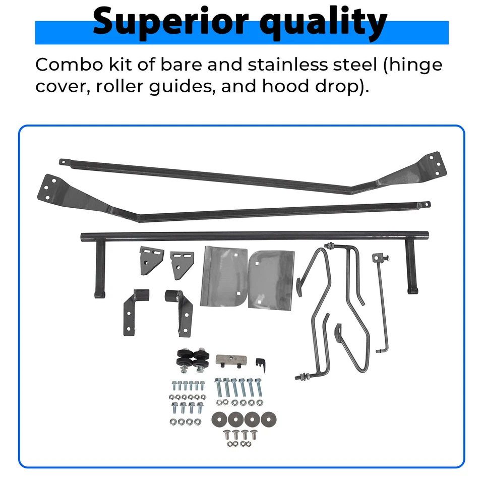 Kit combinado inclinable capó acero inoxidable goma para Ford F100 F-100 1953-1956 Foto 3 de 4