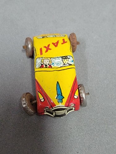 Vintage Tin Lithograph Cars Micro Mini 2 Fire Chief, Taxi, Police Lot of 4 Cars - Picture 5 of 19