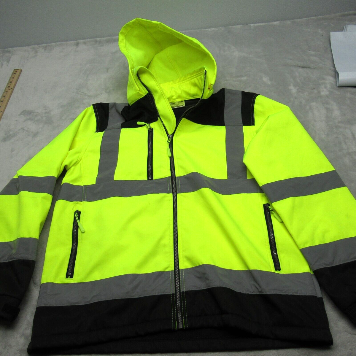 Safety Reflective Jacket Mens Small Yellow Oversized Type R 3 Full