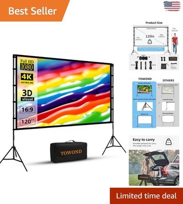 120-Inch Portable Projector Screen - Outdoor Movie Screen for 4K Experience