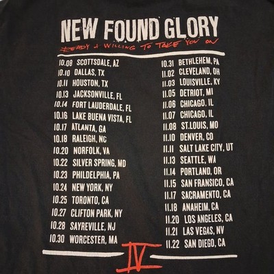 RARE NEW FOUND GLORY 2015 Willing To Take You On Tour T-shirt XL NFG 2 sided