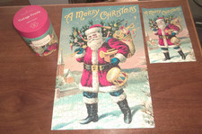 Complete 500 PIECE JIGSAW PUZZLE Santa Claus Cavallini Co. Christmas round tube