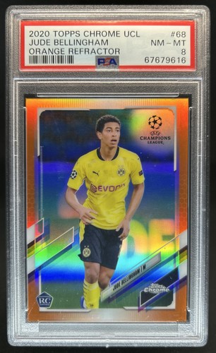 2020-21 Topps Chrome UEFA Jude Bellingham Orange Rookie RC #/25 Dortmund PSA 8