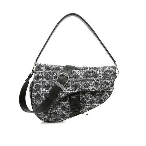 Sacoche de selle Dior tweed bandoulière double épaule 1ADPO306TWE 128810424